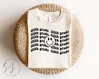 Fifth Grade SVG, Teacher Sayings svg, 5th Grade svg, Smiley Face svg, Wavy Letters svg, Hello Fifth Grade, Fifth Grade Shirt