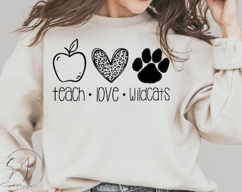 Wildcat SVG, Team Sport Shirts, Teach Love Inspire svg, Friday Teacher Shirts svg, Teacher Life svg, School Spirit svg, Teacher svg
