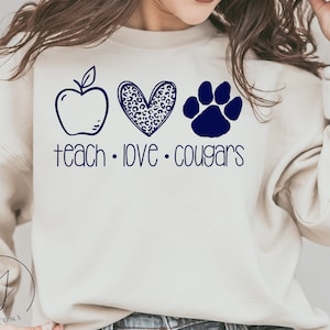 Cougars svg, School Spirit svg, Gameday Svg, Teach Love Inspire svg, Friday Teacher shirts svg, Teacher svg, Football Mom svg, Cougars png