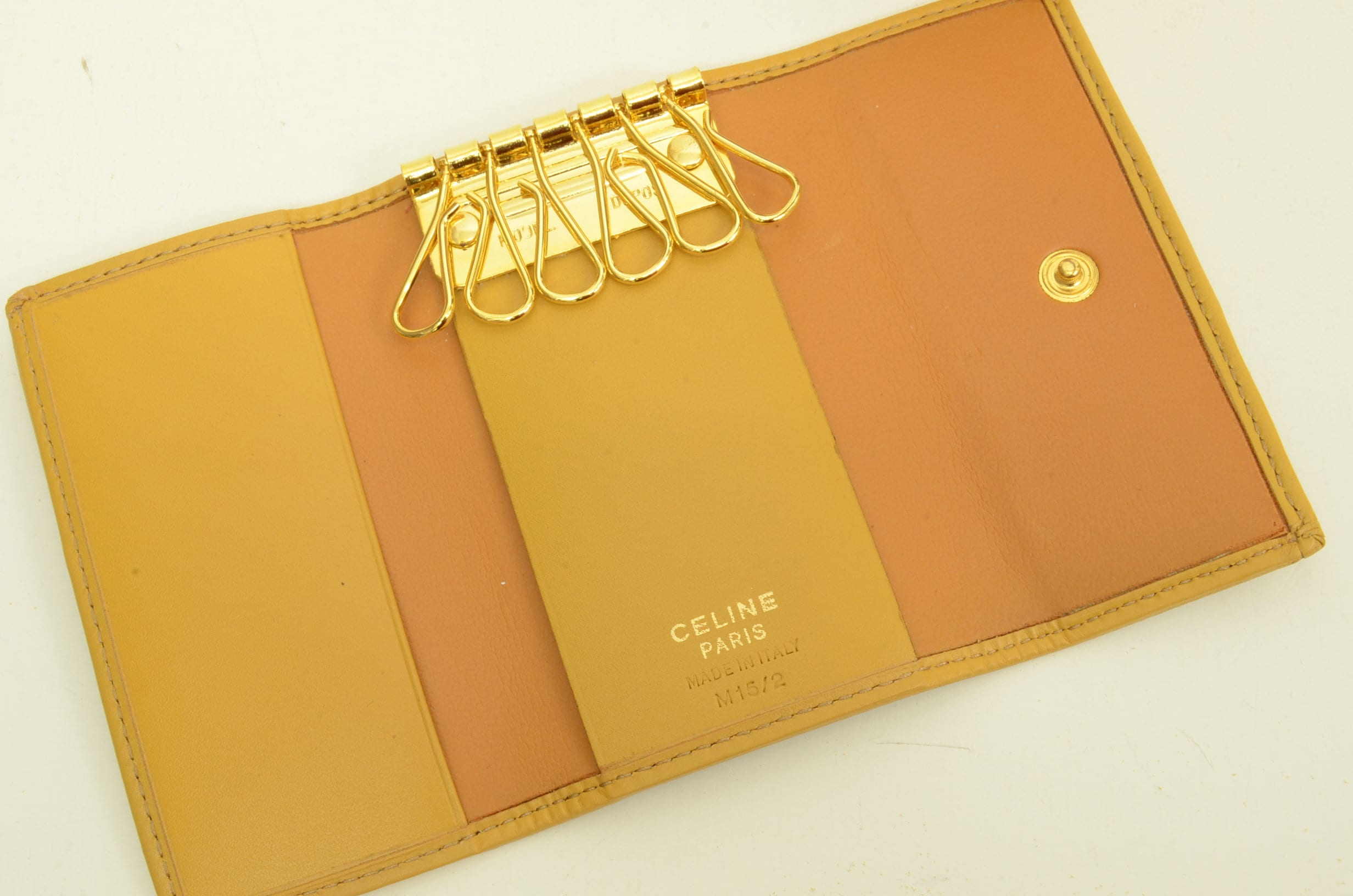 Authentic Celine Monogram Leather Key Ring Wallet Logo Brown Authentic Celine Monogram Leather Key Ring Wallet Logo Brown