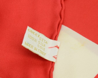 Authentic Gucci 100% Silk Scarf Red White Web Stripe 90cm GG