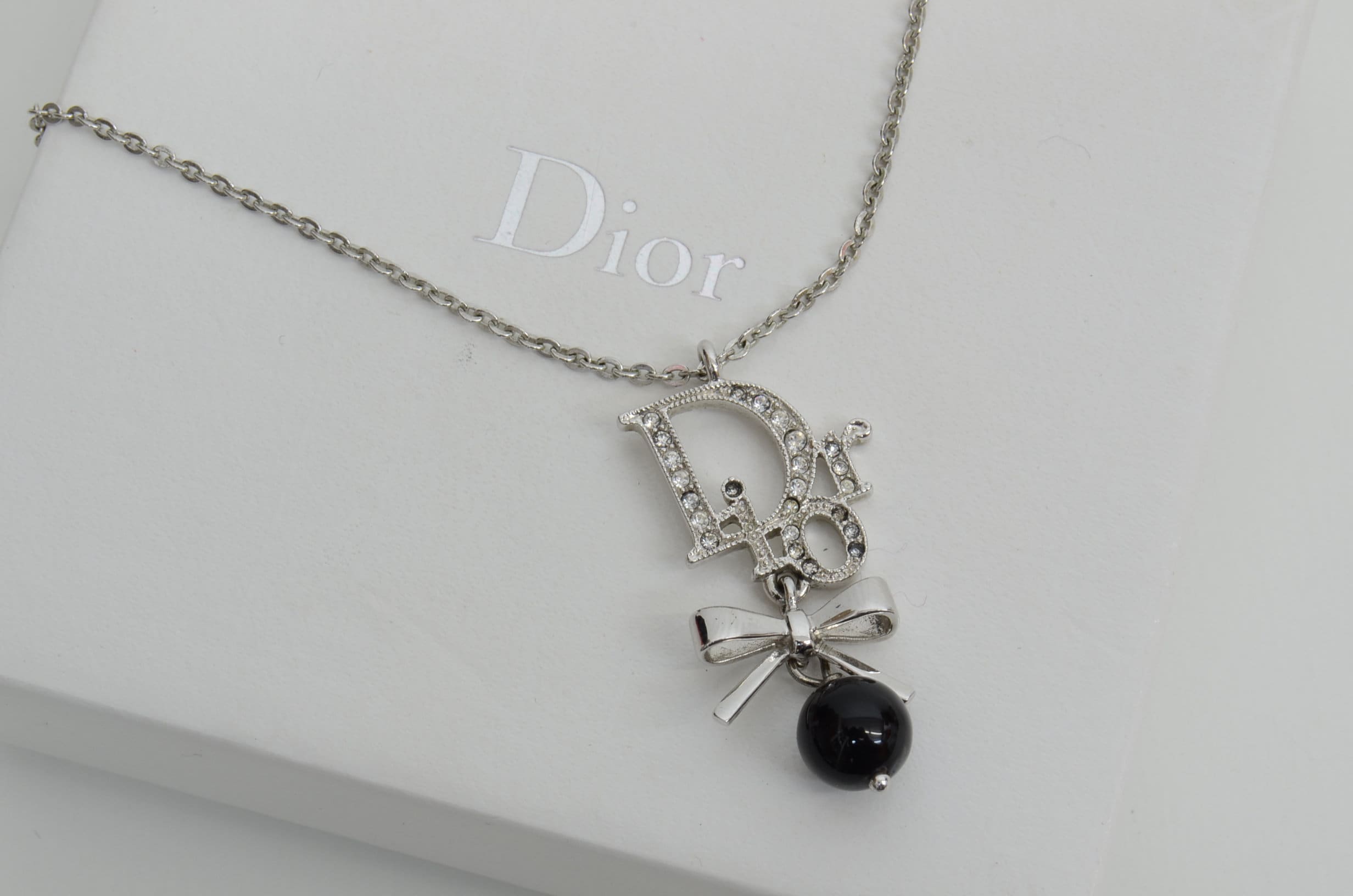 Authentic Christian Dior Monogram Rhinestone SP Ribbon Black Authentic Christian Dior Monogram Rhinestone SP Ribbon Black