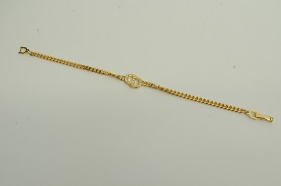 CHRISTIAN DIOR Bracelet Bangle Chain AUTH Logo Vintage CD F