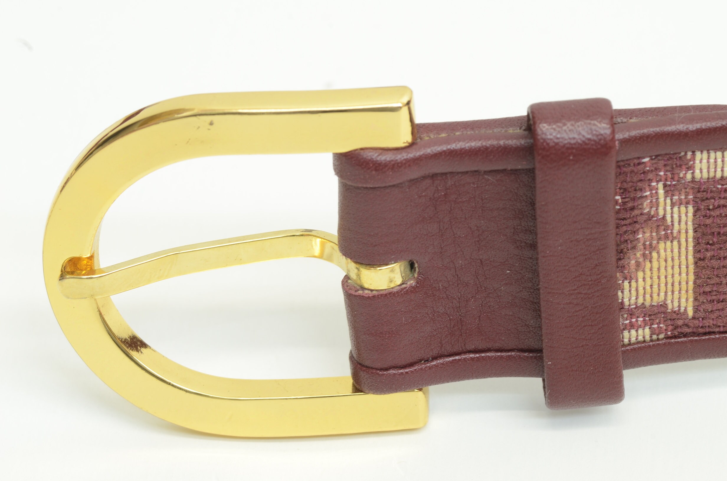 Authentic Christian Dior Belt Burgundy Leather GP Buckle 