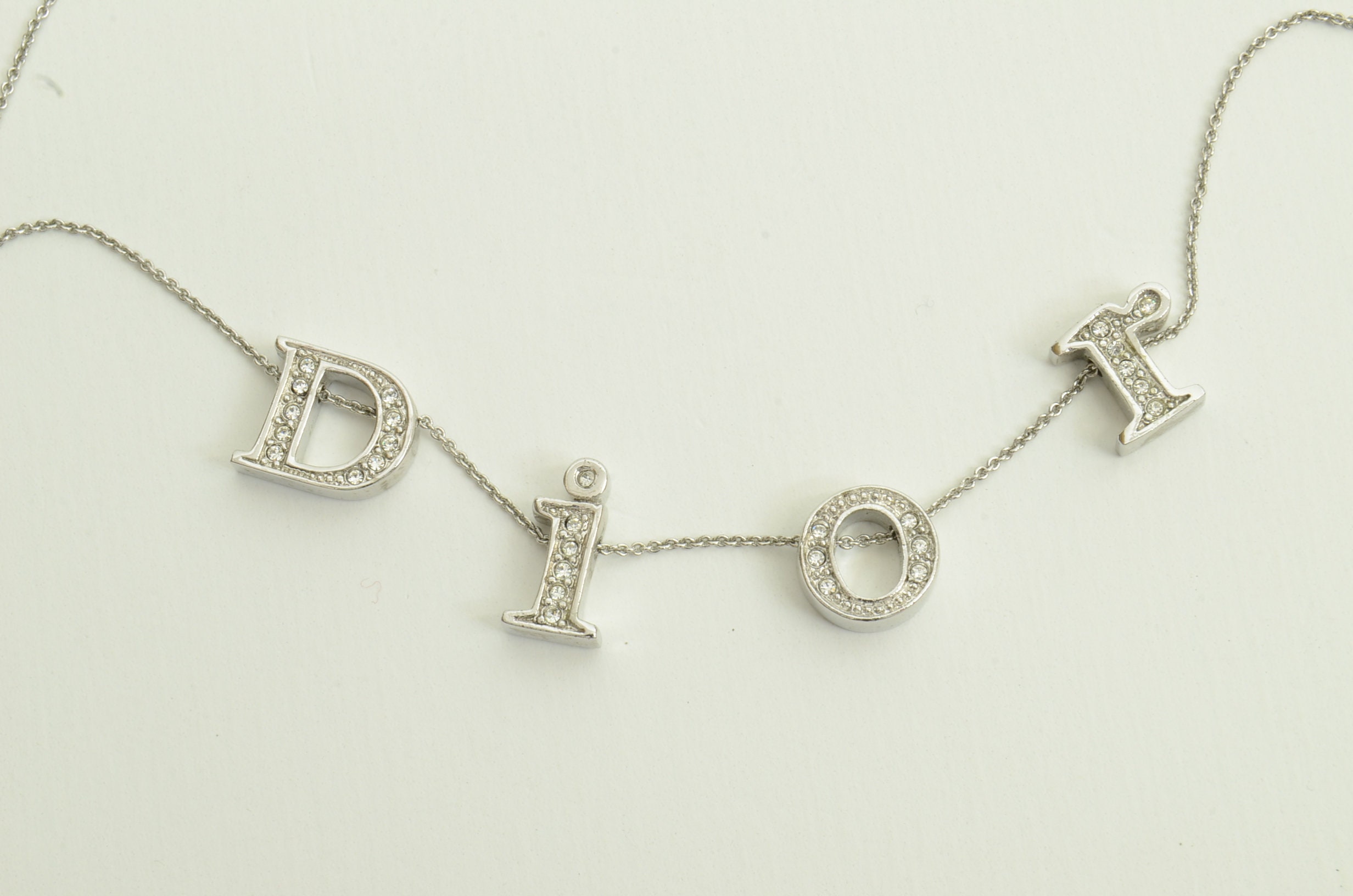 Authentic Christian Dior Rhinestone Necklace Letter Charm SP Etsy