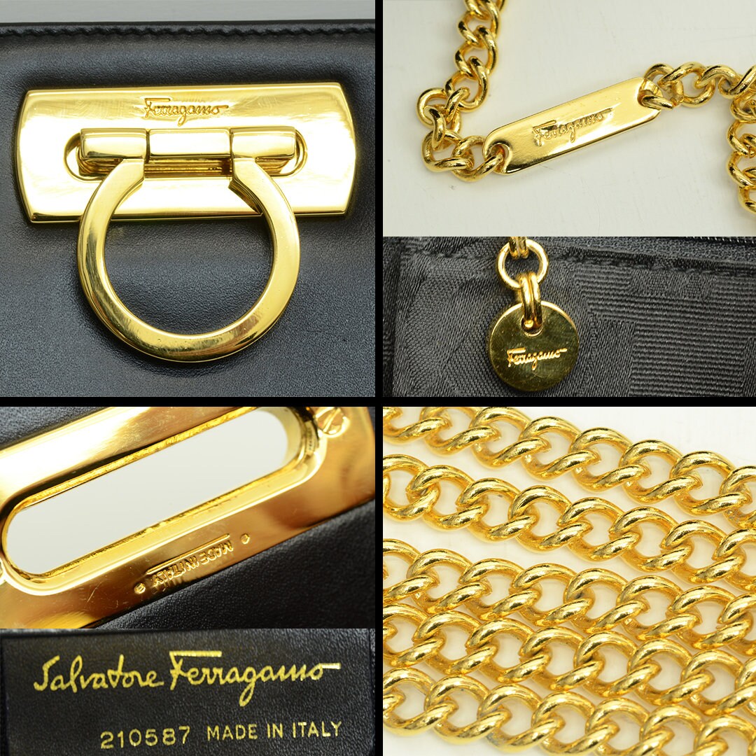 バッグ Vintage Ferragamo Leather Gancini Bag Vintage Salvatore Ferragamo Leather Handbag Shoulder Bag