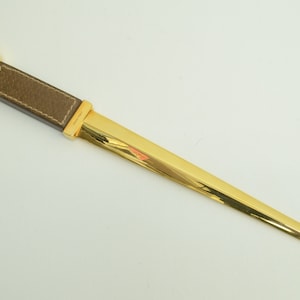 Gucci Gold Letter Opener with Leather Handle and Magnifying Glass End - 11 Inch Vintage Collectible 0p2126