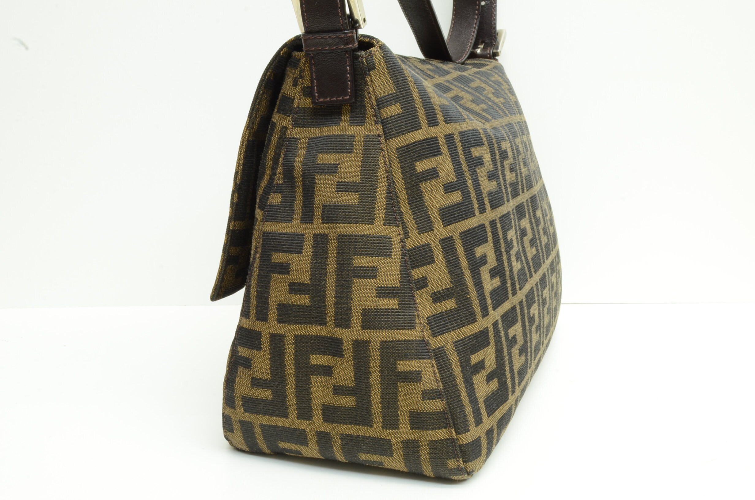 Authentic Fendi Zucca Mamma Baguette Shoulder Bag Monogram 