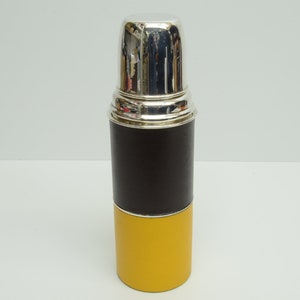 Authentic Hermes Vintage Collectible Leather Thermos Near Antique Brown Yellow 9p9655