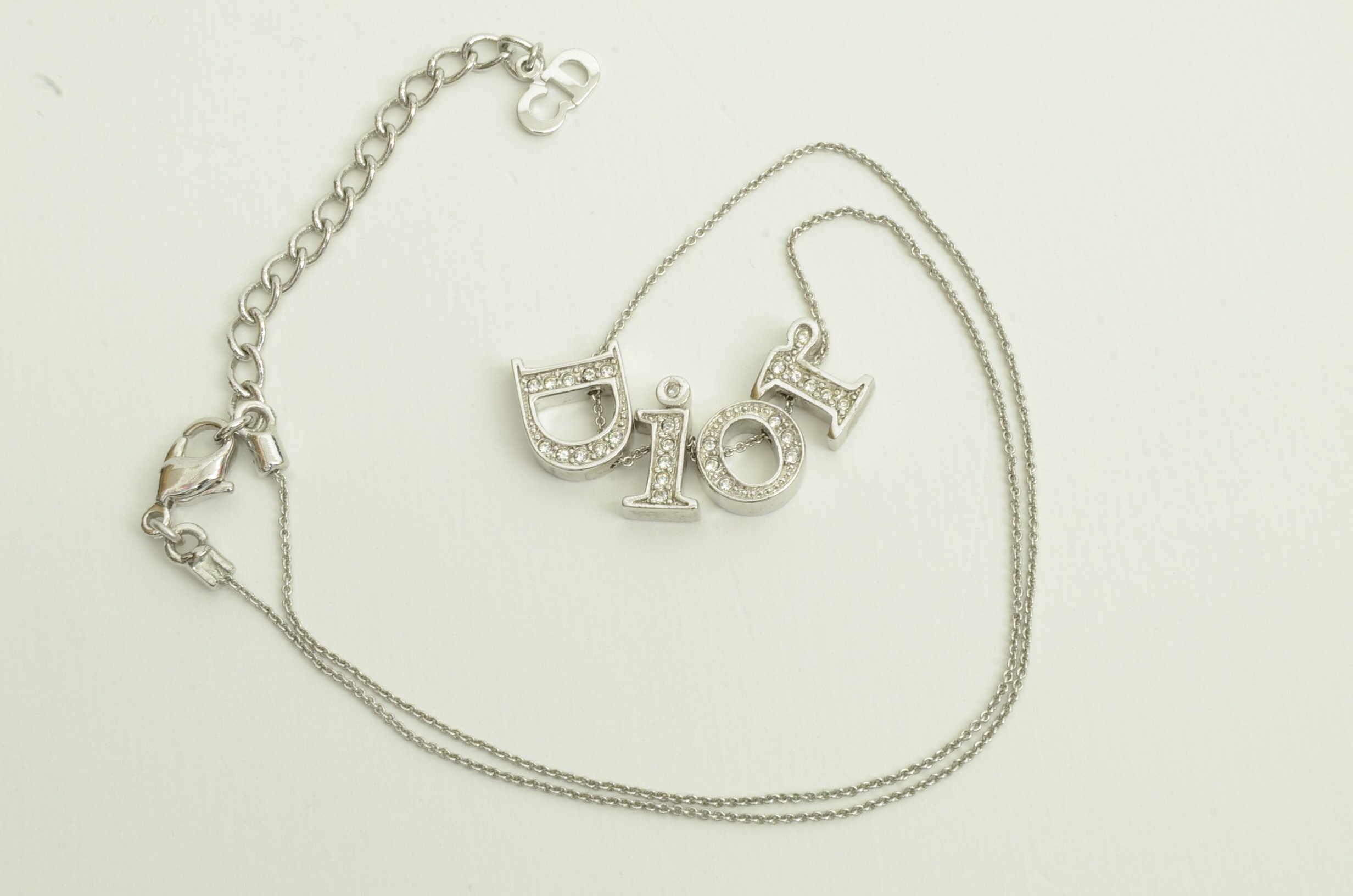 Authentic Christian Dior Rhinestone Necklace Letter Charm SP Etsy