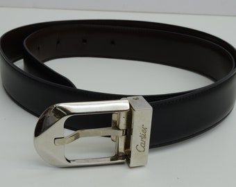 Cartier Vintage - Leather Buckle Belt - Black - Cartier Belt