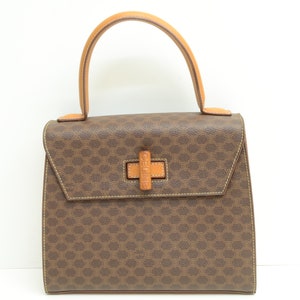 Authentic Celine Leather Handbag Vintage Monogram Signature Logo Turnlock Purse 0p6506