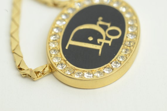 Authentic Christian Dior Necklace Black Oval Signature Logo GP Rhinestone Charm Chain Jewelry 1 0p8058 - Etsy Authentic Christian Dior Necklace Black Oval Signature Logo GP Rhinestone Charm Chain Jewelry 1 0p8058 - Etsy
