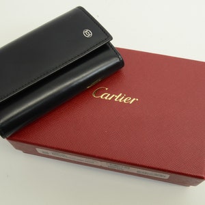 Authentic Cartier 6 Key Ring Vintage Leather Wallet C Decor Logo w Box Case 3 1p154