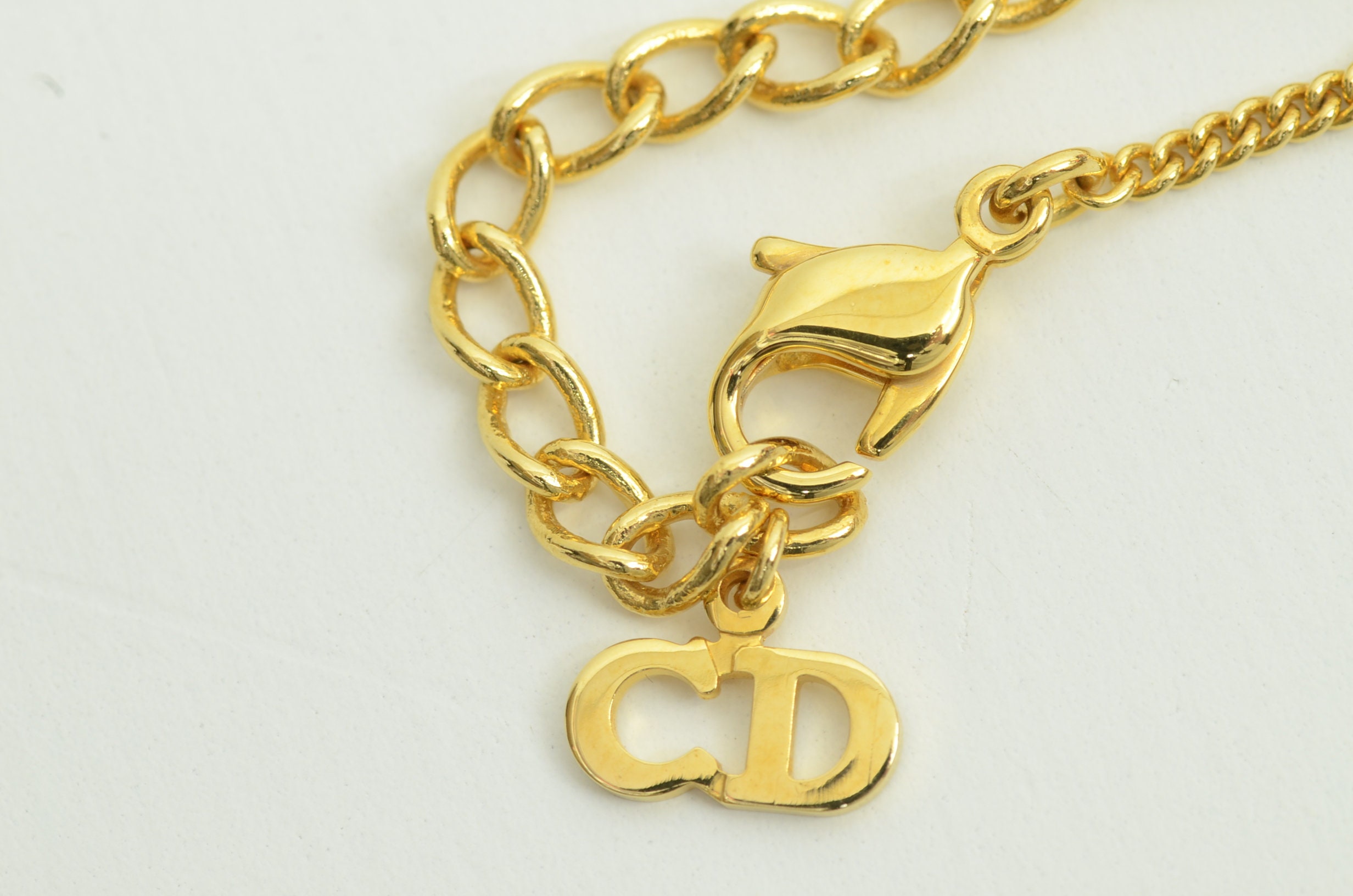 Authentic Christian Dior Monogram Necklace GP Signature Emblem Etsy