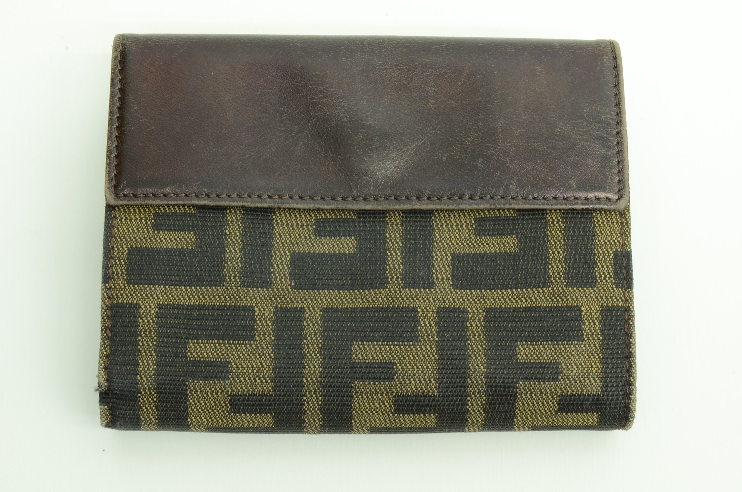Authentic Fendi Zucca Monogram Wallet Leather Canvas Fold Over Coin Case 0p6756 Etsy Sweden
