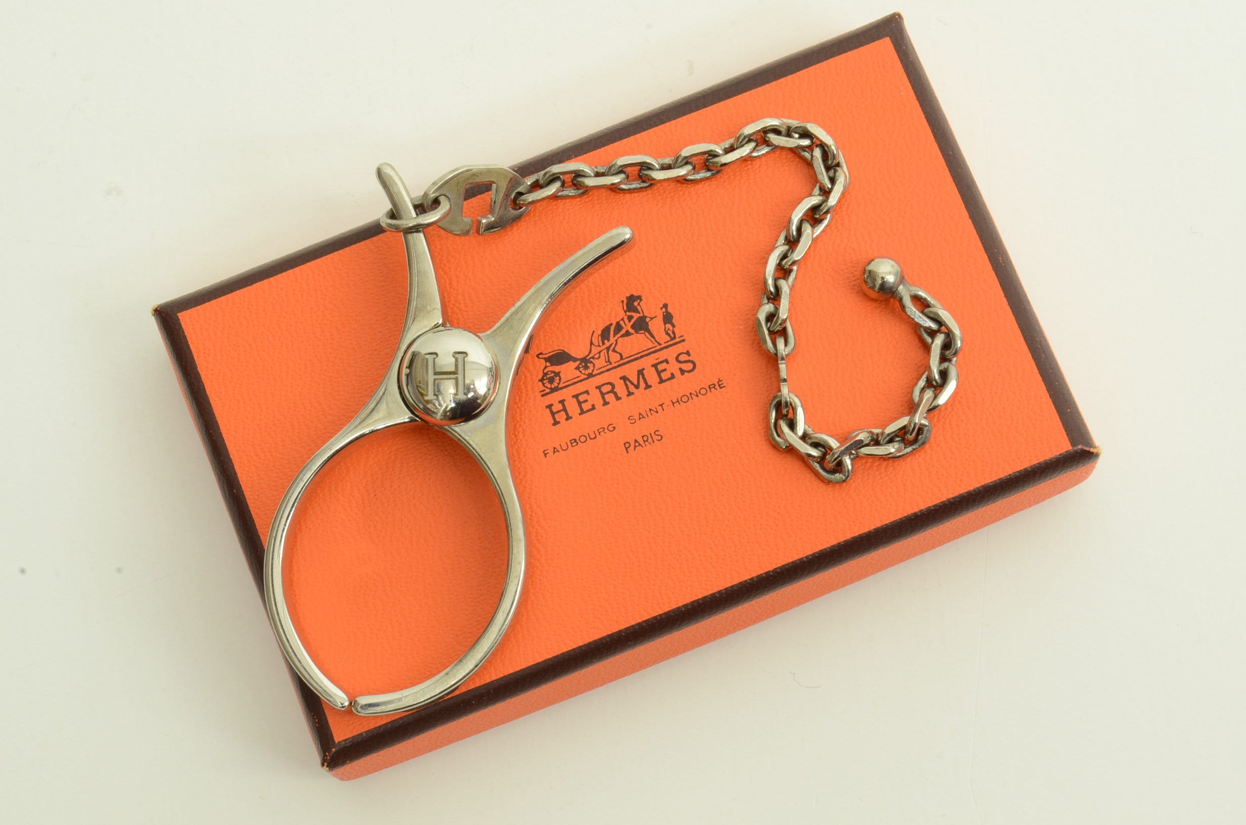 Authentic Hermes Stainless Steel Glove Clip Bag Charm 