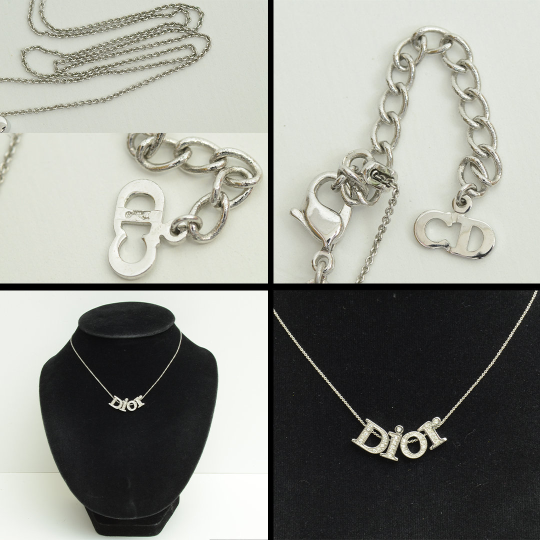 Authentic Christian Dior Rhinestone Necklace Letter Charm SP Etsy