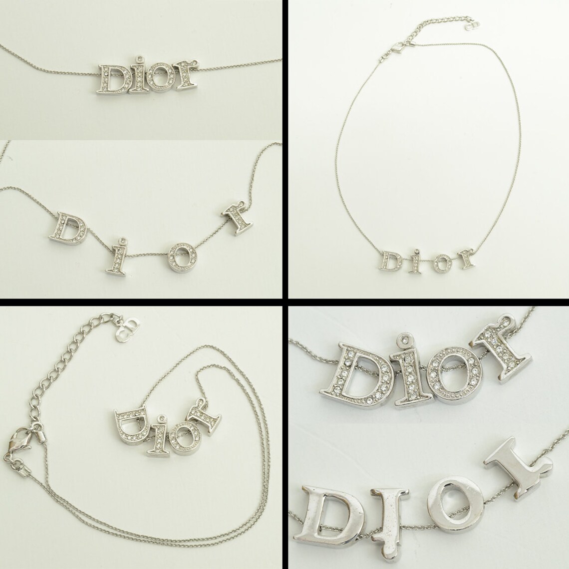 Authentic Christian Dior Rhinestone Necklace Letter Charm SP Etsy