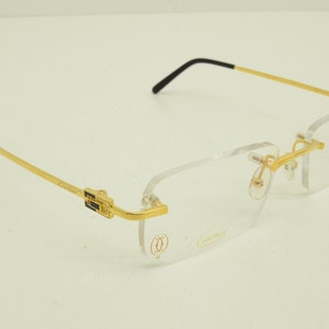 Authentic Cartier Rimless Eyeglasses 53 18 140 Rectangle Duplo C 18k Gold Frames 2206270029