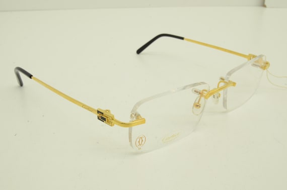 Authentic Cartier Rimless Eyeglasses 53 18 140 Rectangle Duplo C 18k Gold Frames 2206270029 Etsy Australia