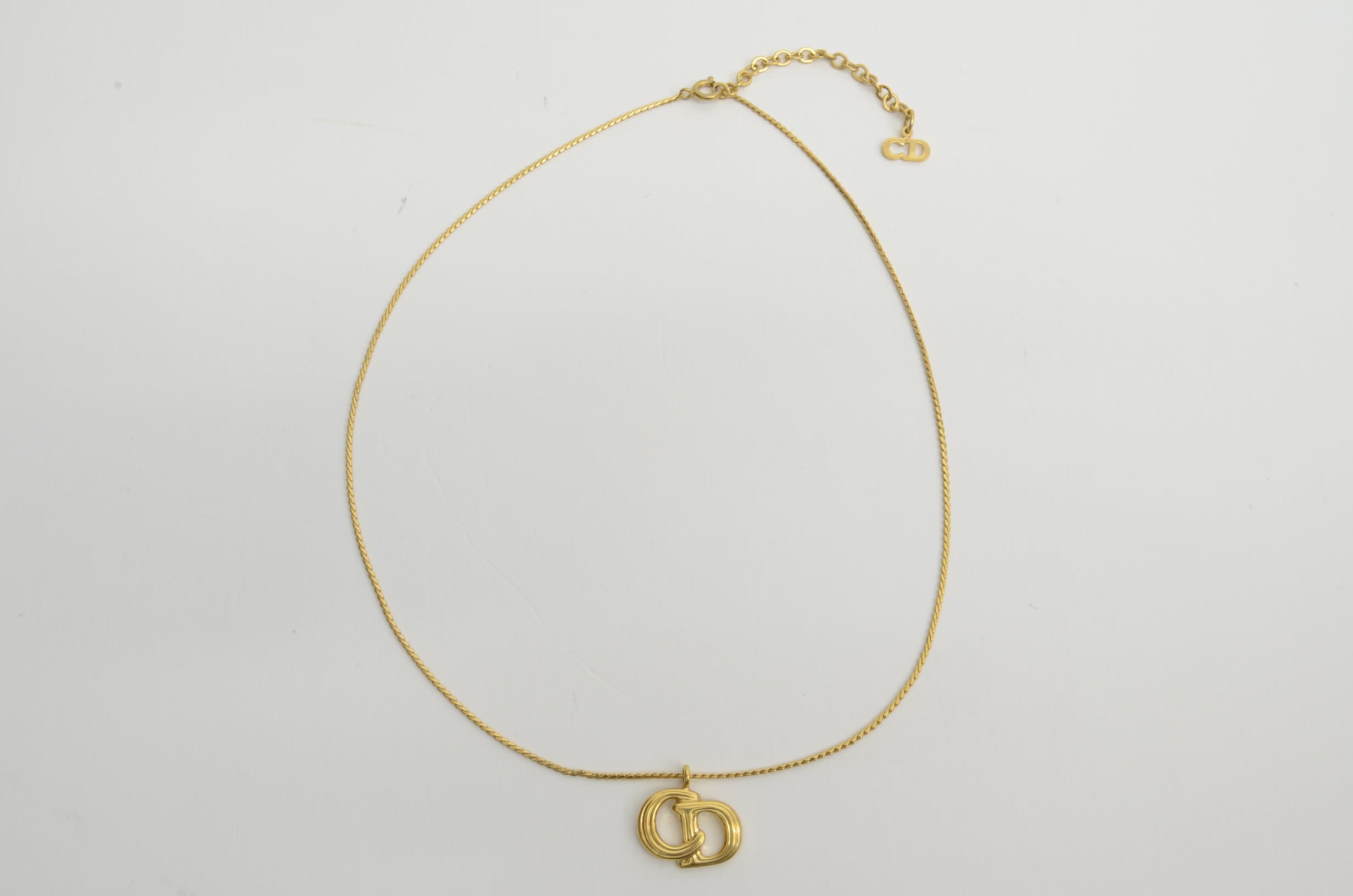Authentic Christian Dior Necklace Gold Plated Signature Authentic Christian Dior Necklace Gold Plated Signature