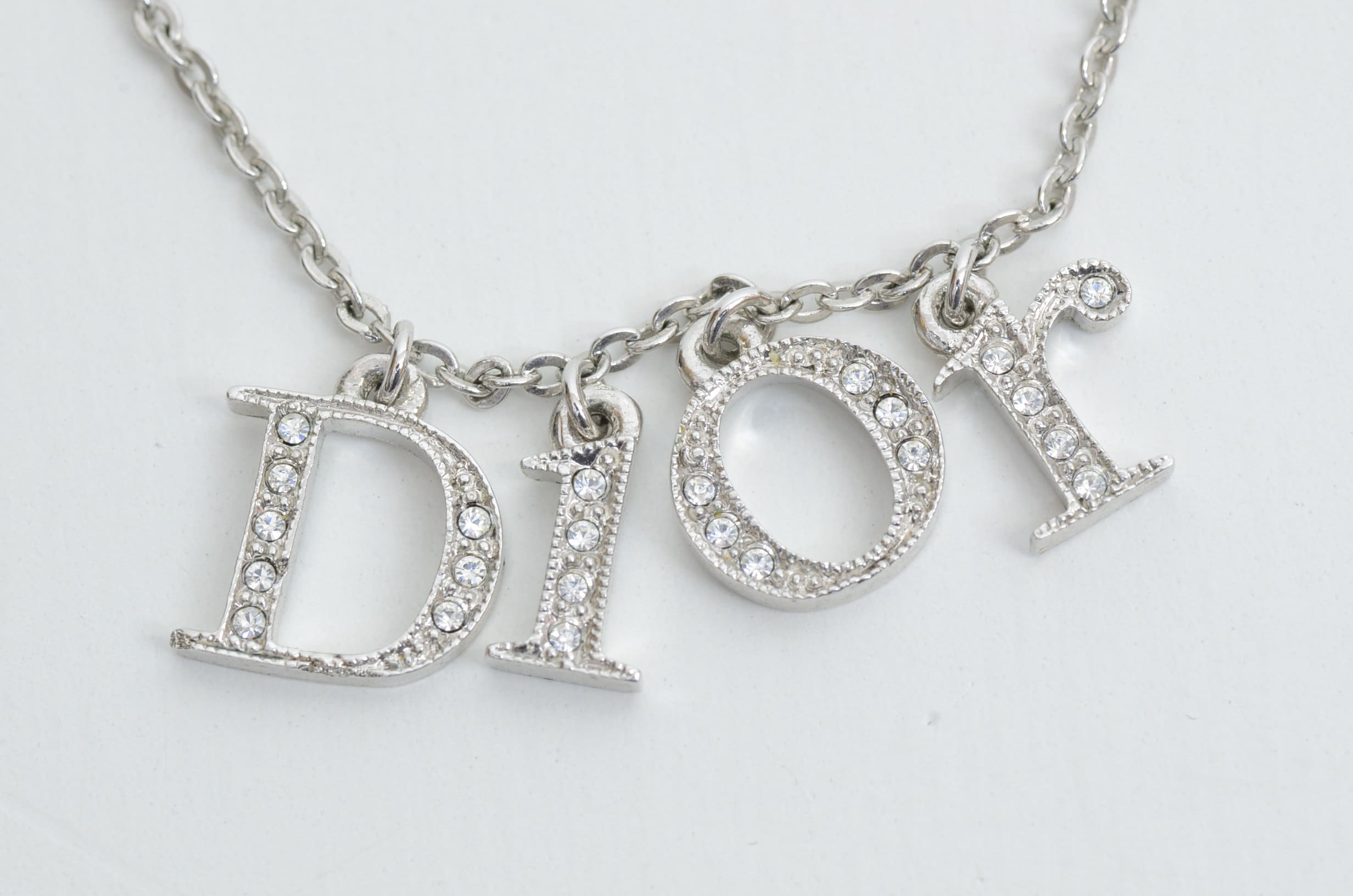 Authentic Christian Dior Crystal Letter Charm SP Necklace Etsy