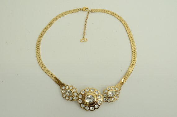 Authentic Christian Dior Vintage Necklace GP Rhin… - image 1
