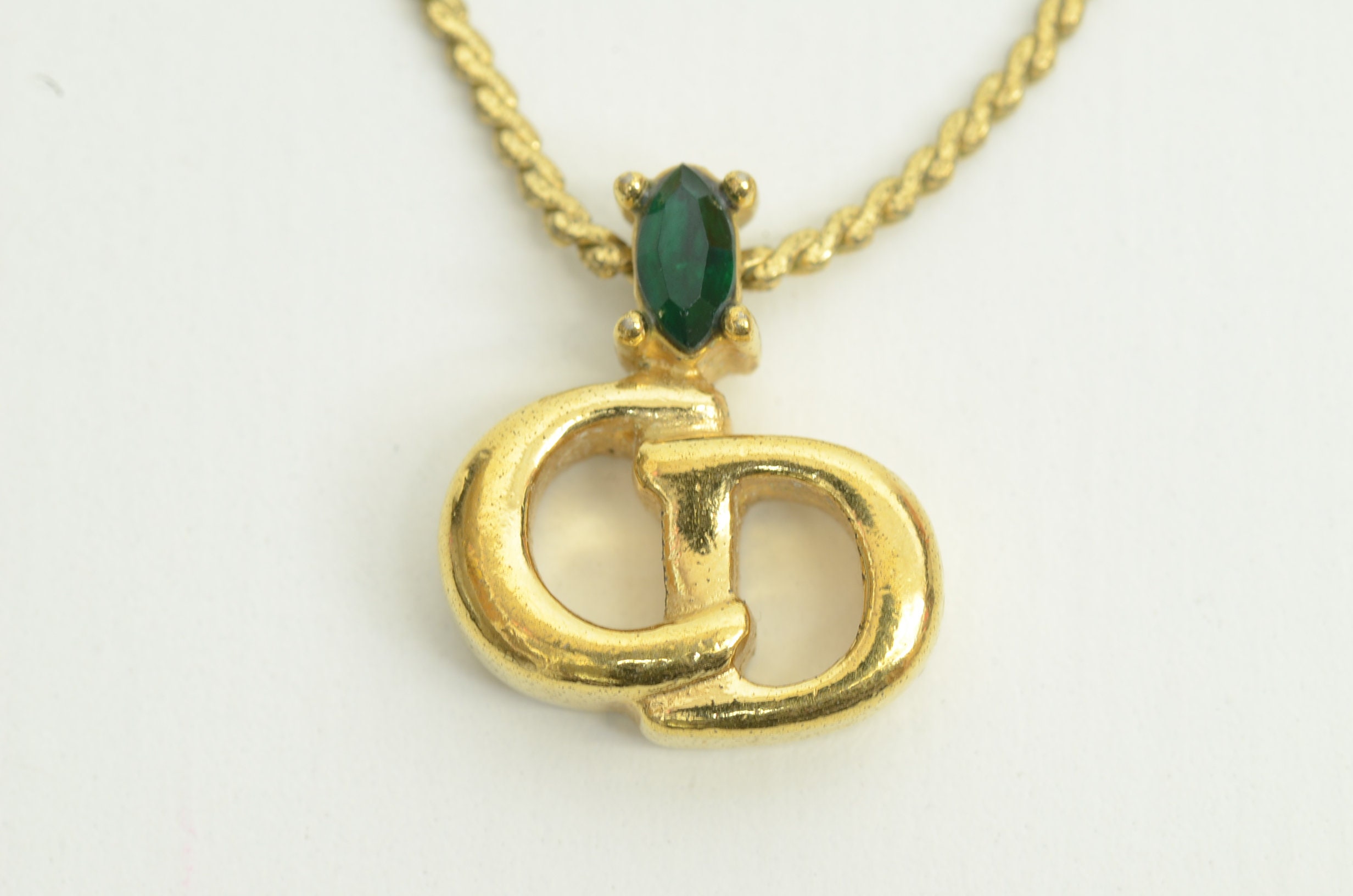 Christian Dior Necklace Circle CD Logo Gold Chain 38cm W20mm