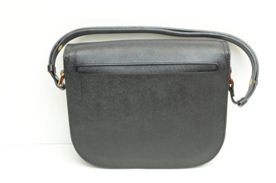 Authentic YSL Leather Shoulder Bag GP Fold Magnet Black 