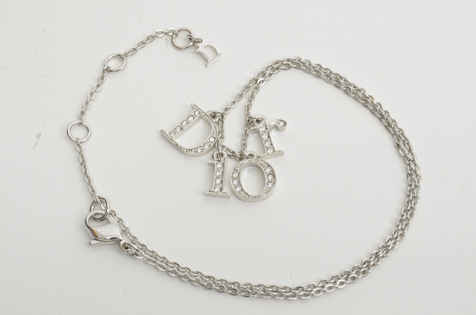 Authentic Christian Dior Crystal Letter Charm SP Necklace Etsy