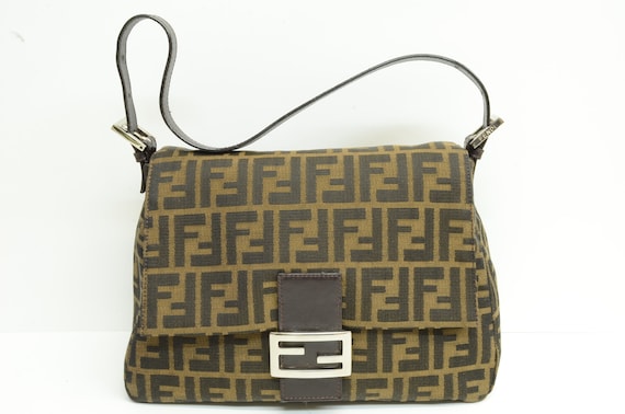 Authentic Fendi Zucca Mamma Baguette Shoulder Bag Monogram 