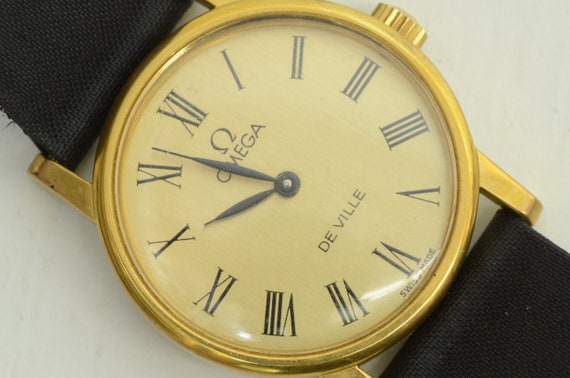 本物のオメガ デビル 24 mm ウォッチ ラウンド GP レザー