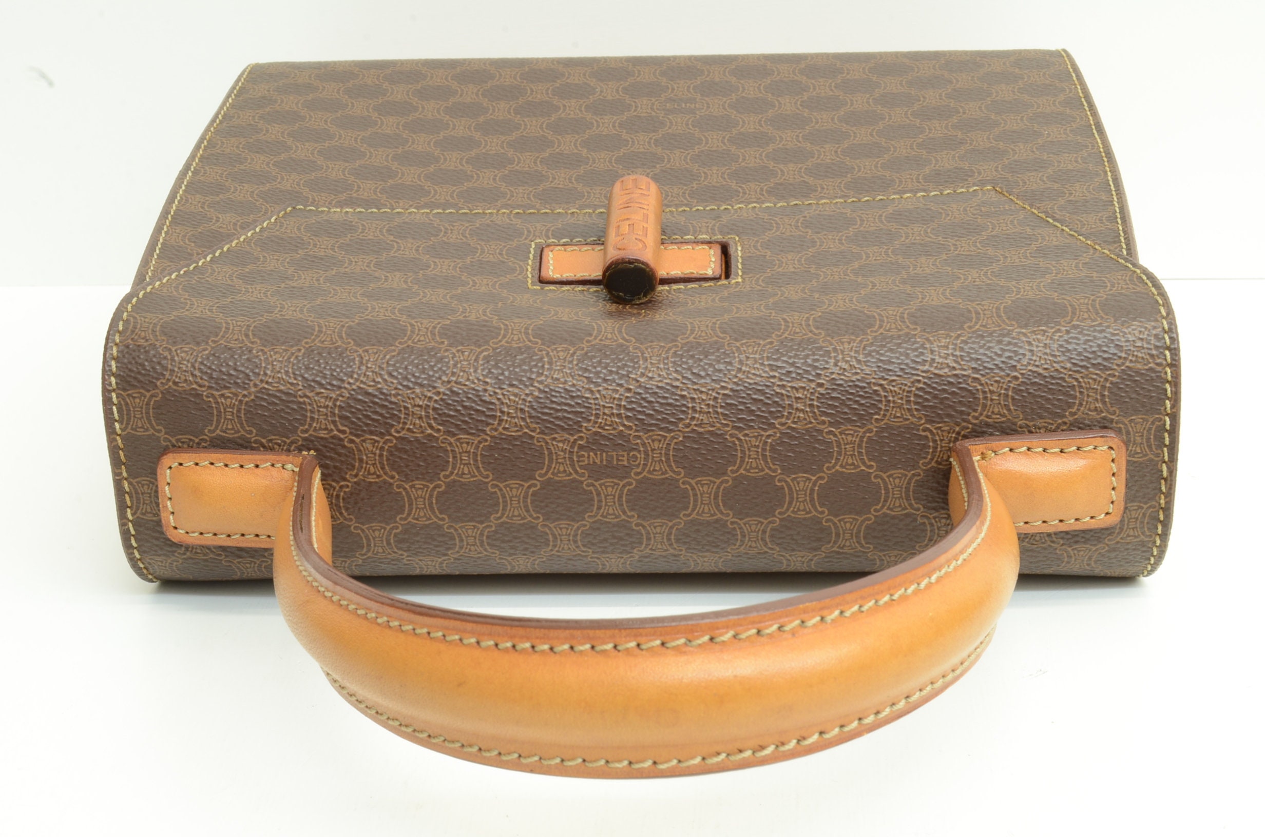Authentic Celine Leather Handbag Vintage Monogram Signature