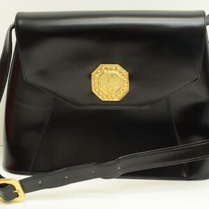 Authentique sac à bandoulière en cuir YSL GP Octagon Fold Magnet Black vintage Purse 2205170019