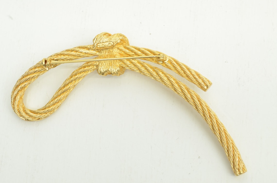 Authentic Christian Dior Brooch Gold Pin GP Signature Rope Etsy