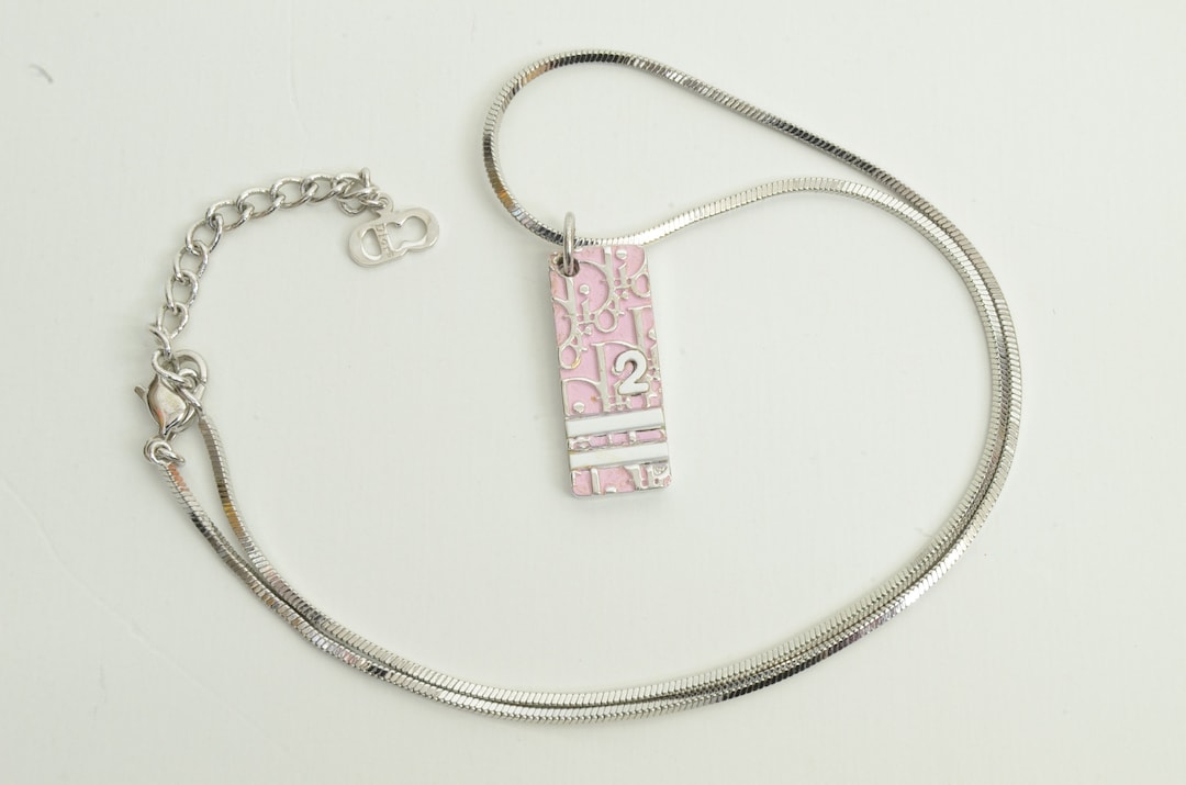 Christian Dior Dior Trotter Necklace Silver Pink Metal