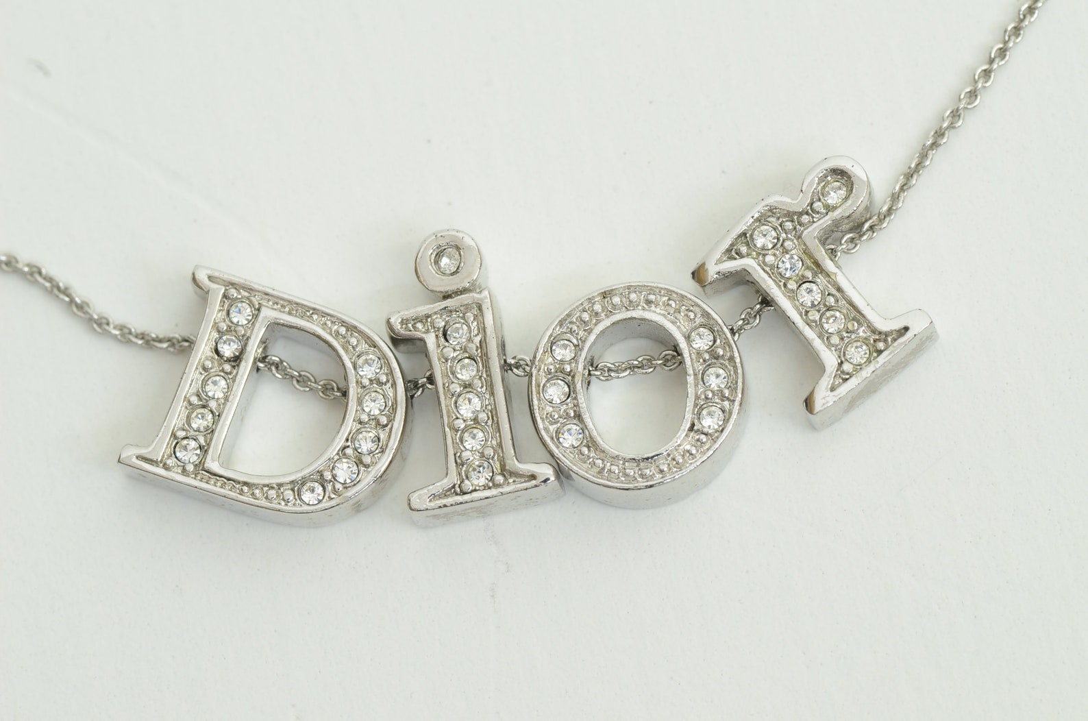 Authentic Christian Dior Rhinestone Necklace Letter Charm SP Etsy