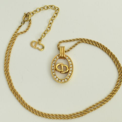 Christian Dior Logo Silver Necklace Etsy
