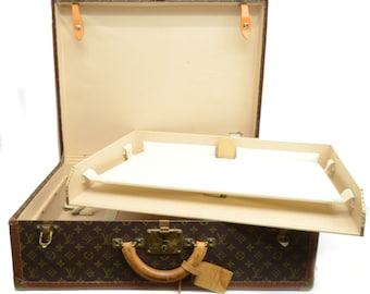 Authentic Louis Vuitton Limited Alzer 65 Vintage Monogram Signature Trunk Luggage Logo L Travel Case 0p5991