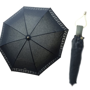 Authentic Fendi Vintage Logo Umbrella Blue Signature Emblem Compact Travel Accessory 1p4587