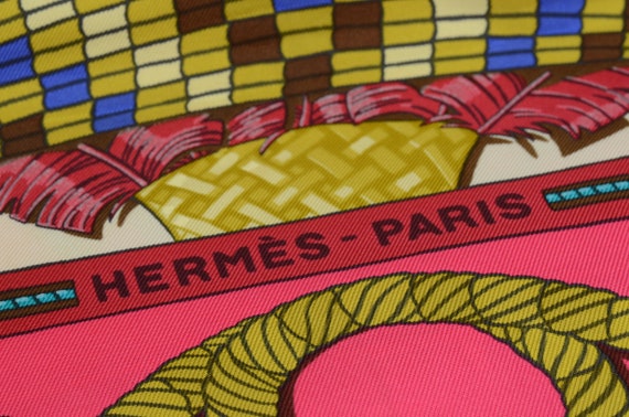 Authentic Hermes 100% Silk Scarf Huaca Piru Red P… - image 6