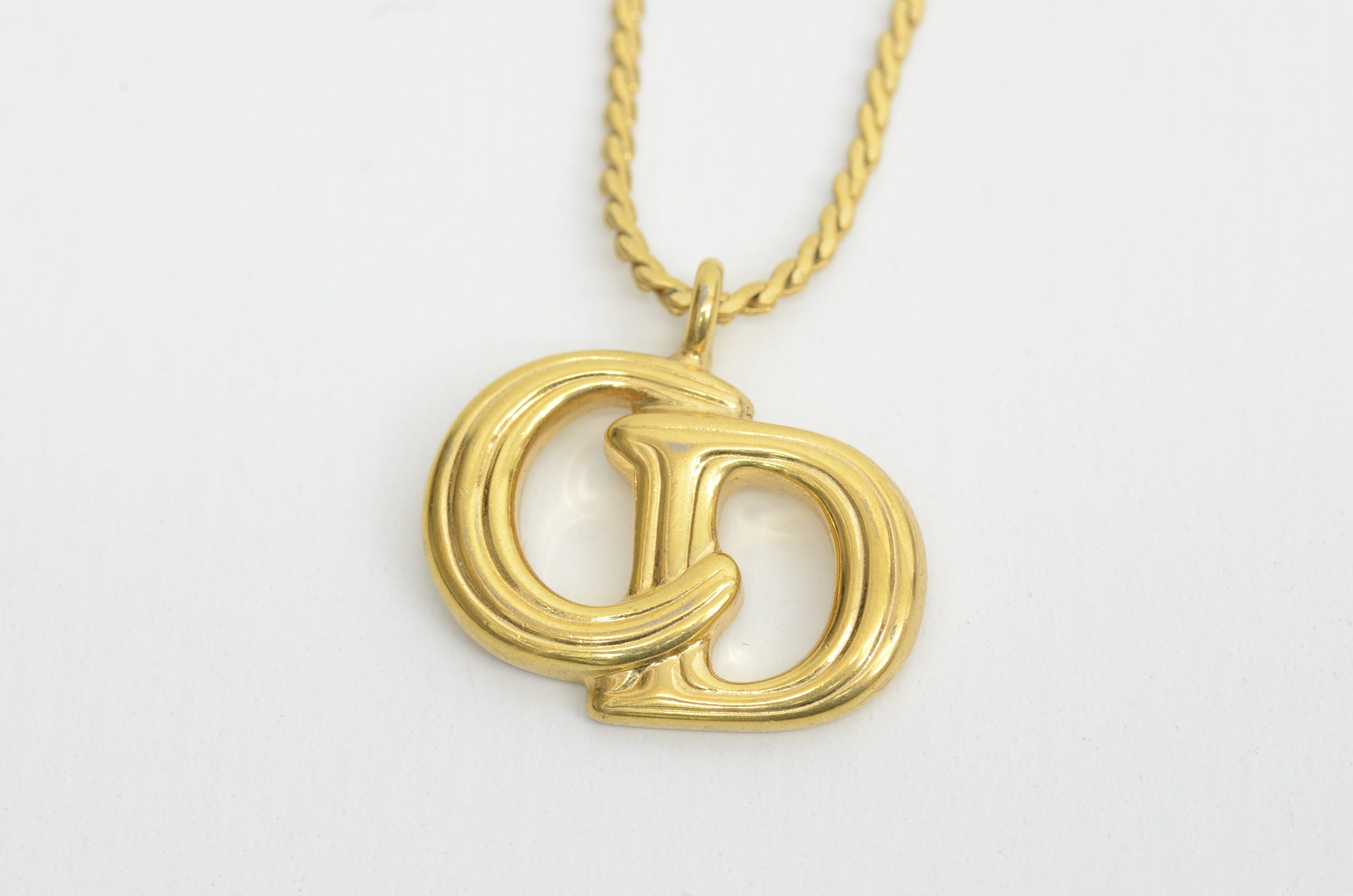 Authentic Christian Dior Necklace Gold Plated Signature Authentic Christian Dior Necklace Gold Plated Signature