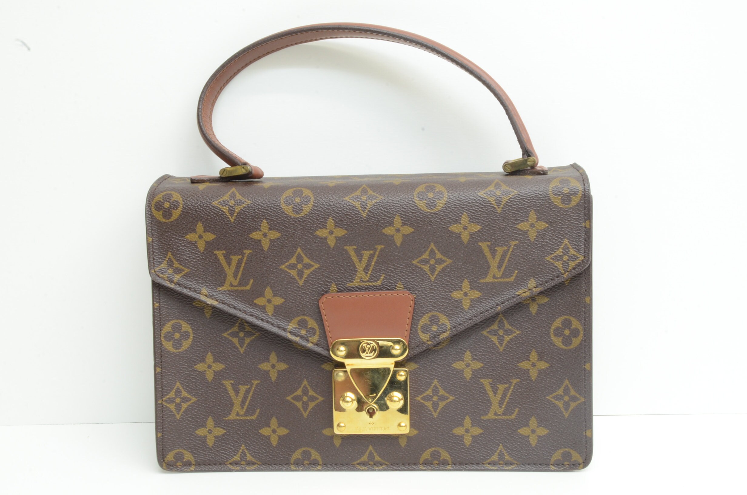 Vintage 90s LOUIS VUITTON LV Monogram Leather Drawstring 