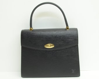 Authentic Louis Vuitton Epi Malesherbes Black Leather Handbag Turnlock Vintage Purse 0p5414