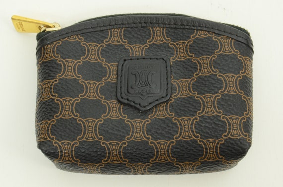 Authentic Celine Monogram Logo Coin Case Brown Leather GP - Etsy