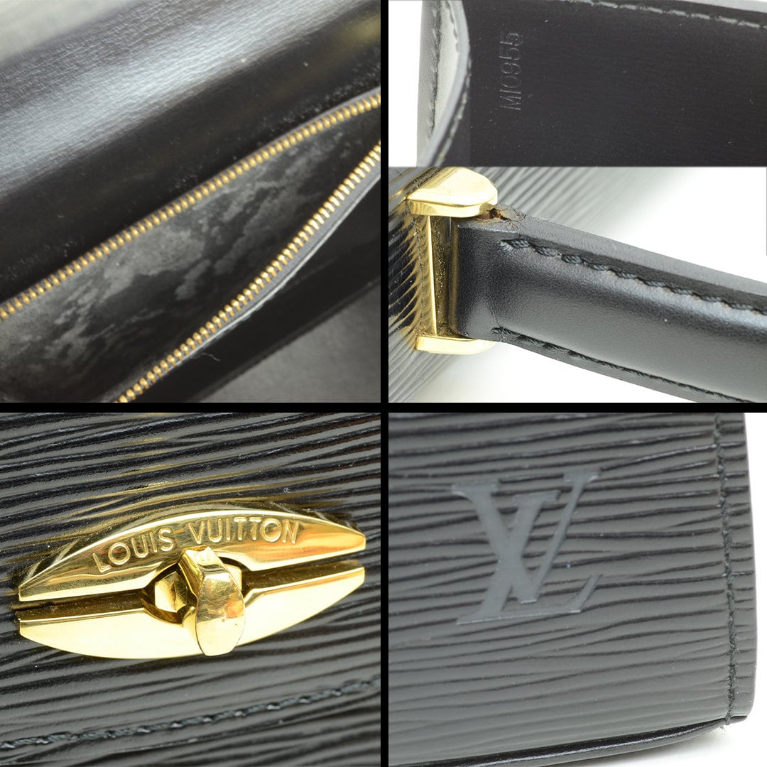 Louis Vuitton ブラック ベルト　エピ Vuitton Wide Black Patent Epi Belt W/Box - Vintage Lux