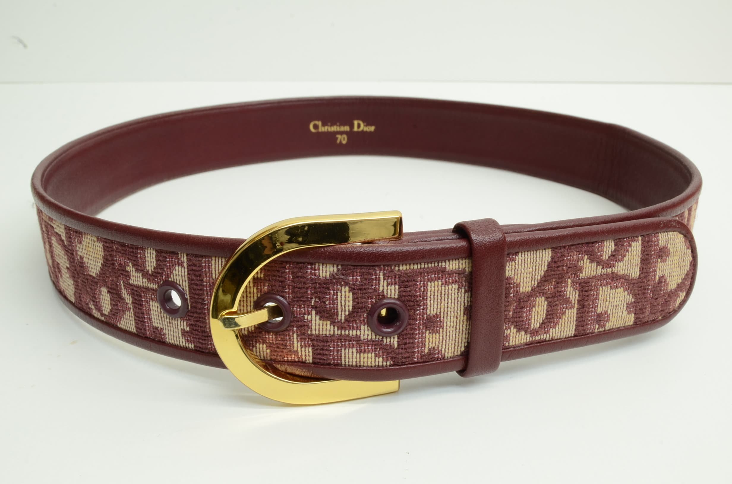 Louis Vuitton Buckle Belt Monogram Denim Burgundy Size 95 cm