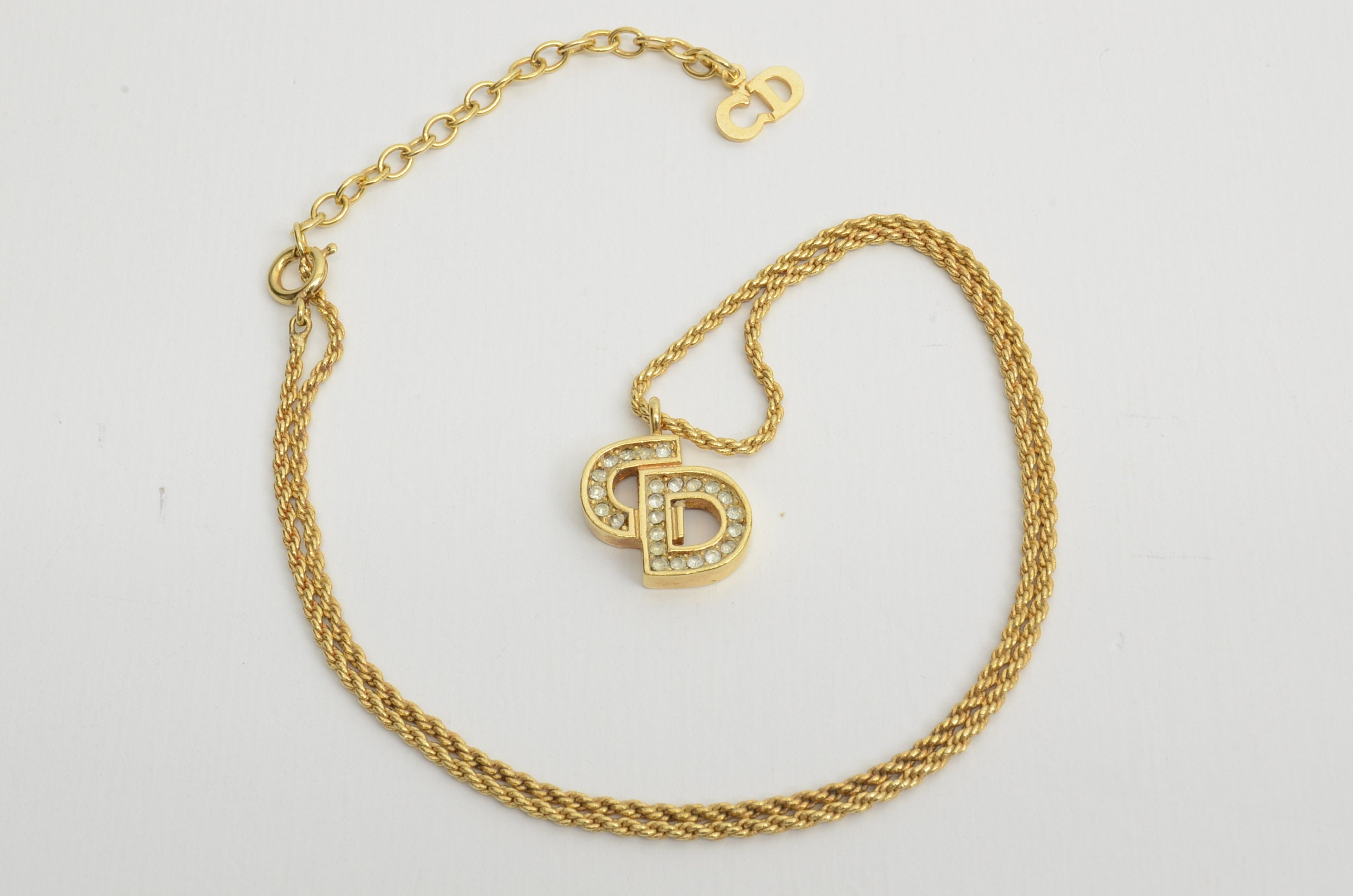CHRISTIAN DIOR CD Logo Necklace Gold #9 CHRISTIAN DIOR CD Logo Necklace Gold