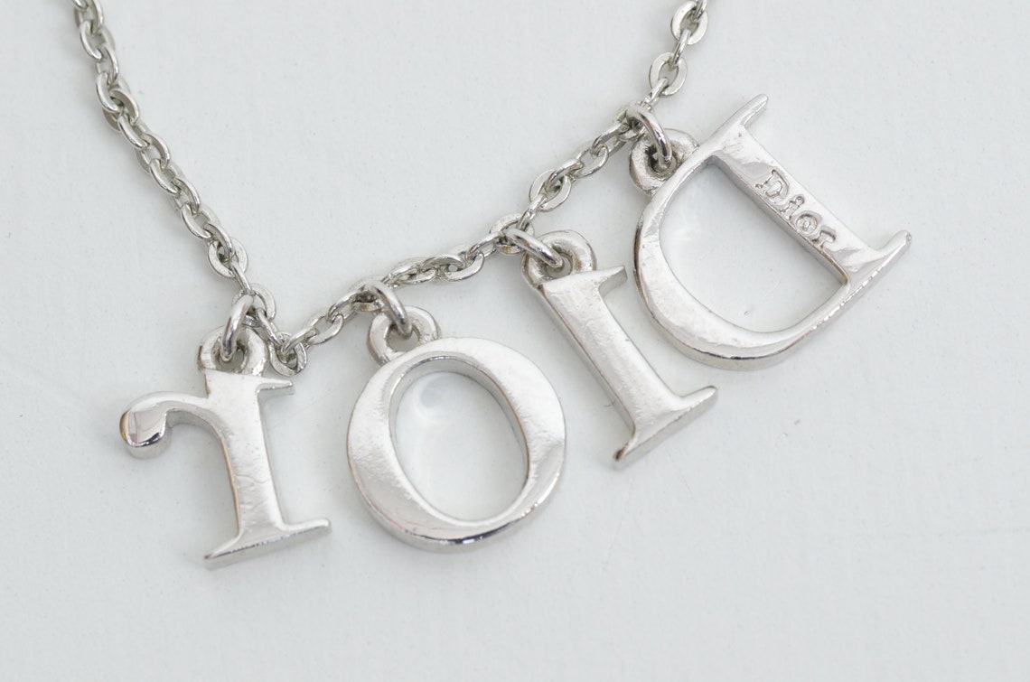 Authentic Christian Dior Crystal Letter Charm SP Necklace Etsy